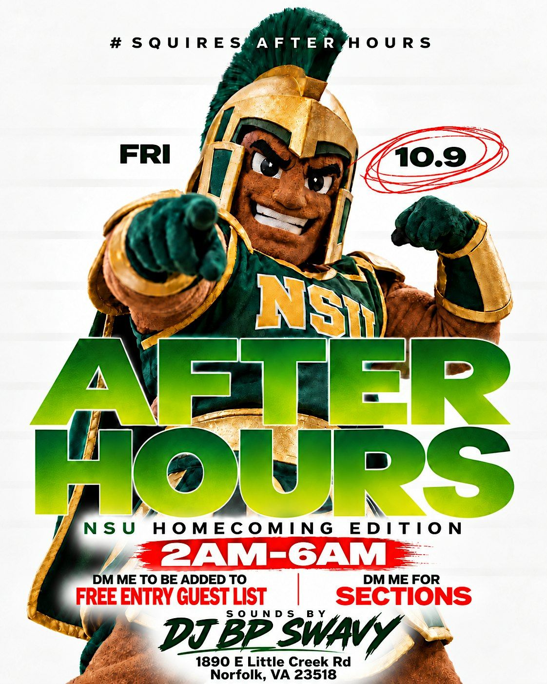 Nsu Rds SQUIRES AFTER HOURS FRIDAY at SQUIRES, Norfolk on 10th October, 2026