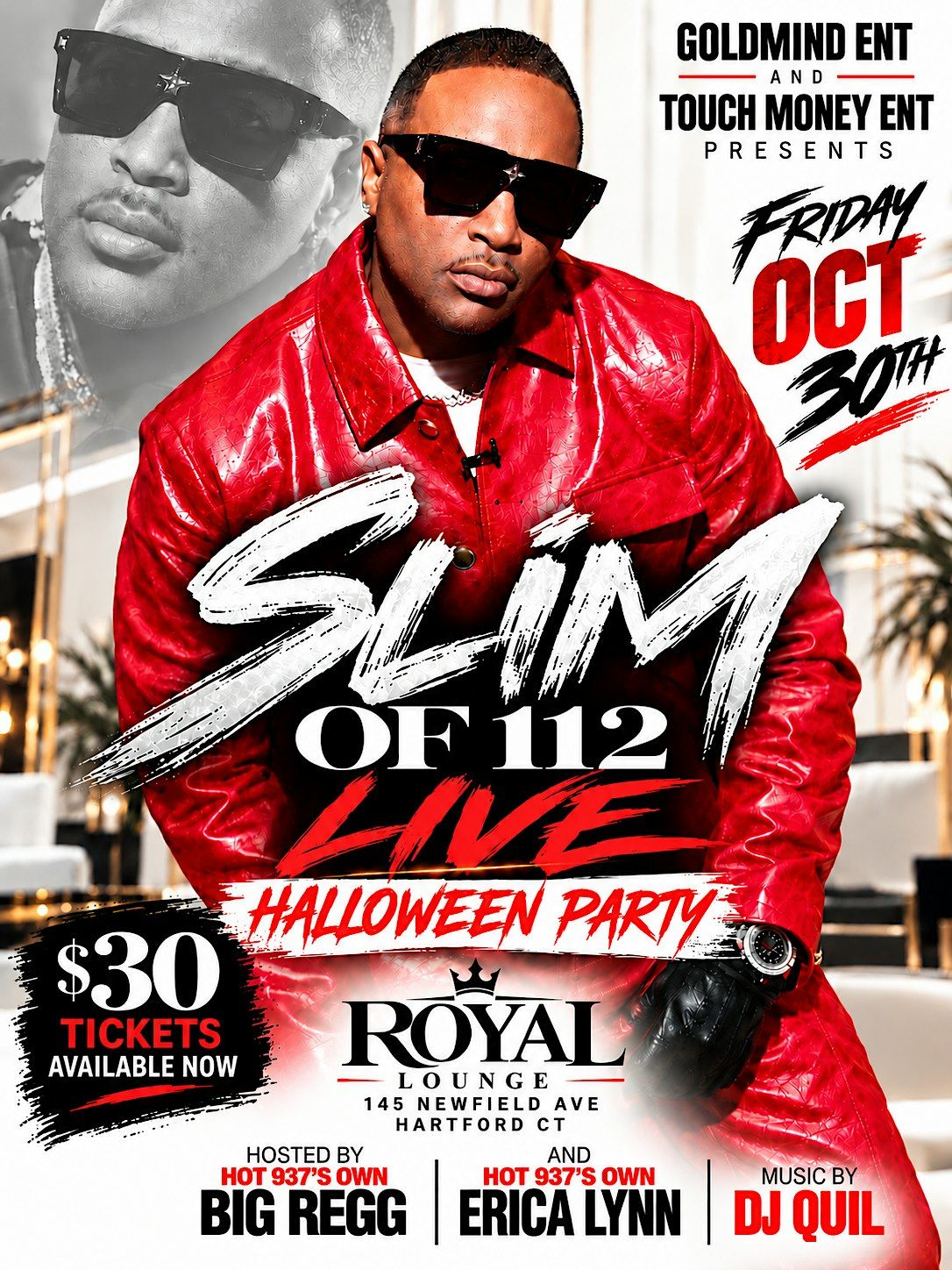 At 112 Slim of 112 live at 145 Newfield Ave, Hartford on 30th October, 2026