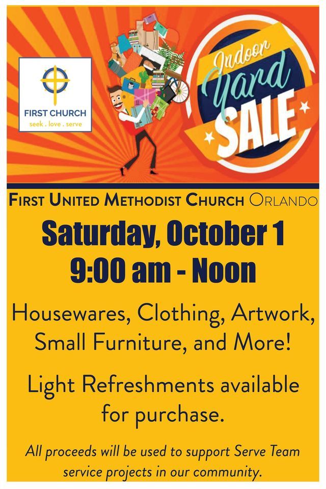Indoor Yard Sale First United Methodist Church of Orlando October 8