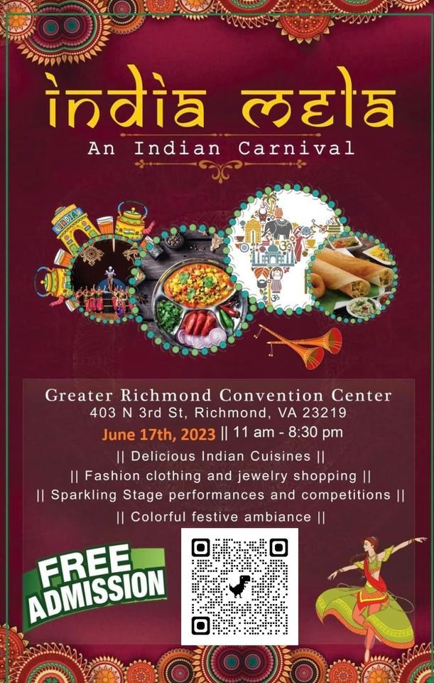 India Mela 2023 Greater Richmond Convention Center June 17, 2023