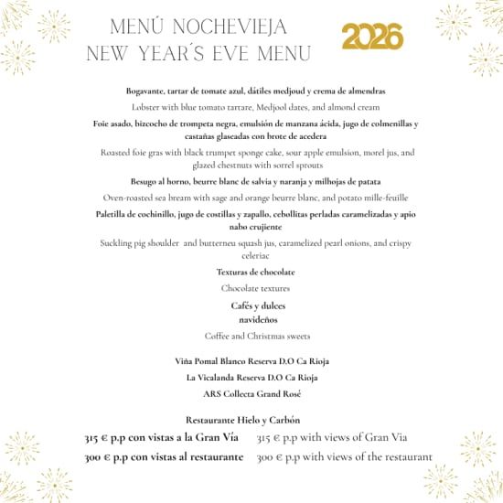 Cena de Gala Fin de A\u00f1o en Hielo y Carb\u00f3n, Hyatt Centric Gran V\u00eda Hotel 5* Madrid