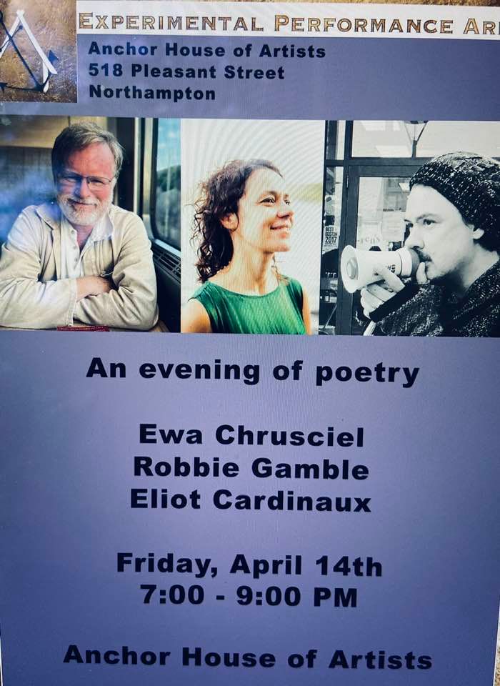 Evening of poetry with Ewa Chrusciel, Robbie Gamble, and Eliot