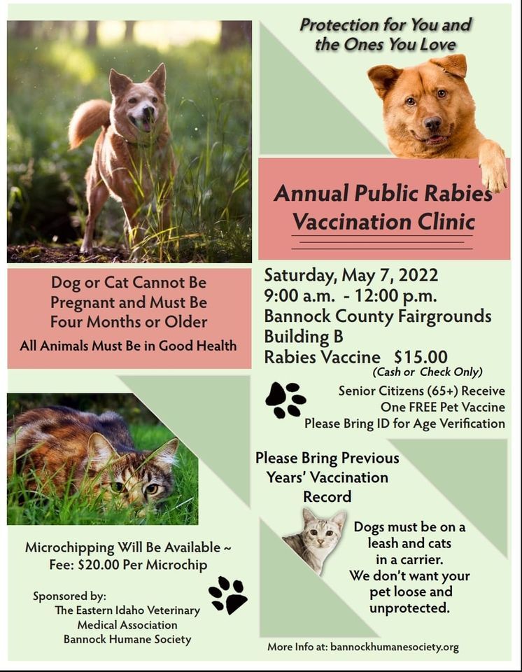 2022 Rabies Clinic | Bannock County Fairgrounds, Pocatello, ID | May 7 ...