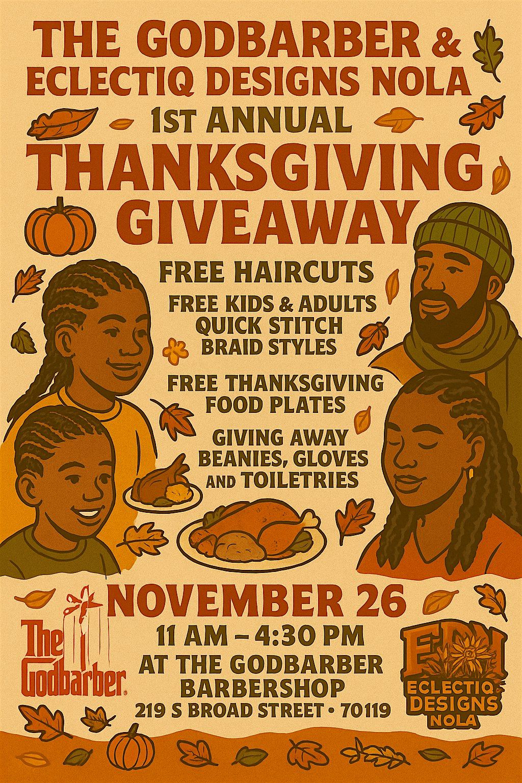 The GodBarber & Eclectiq Designs NOLA 1st Annual Thanksgiving Giveaway