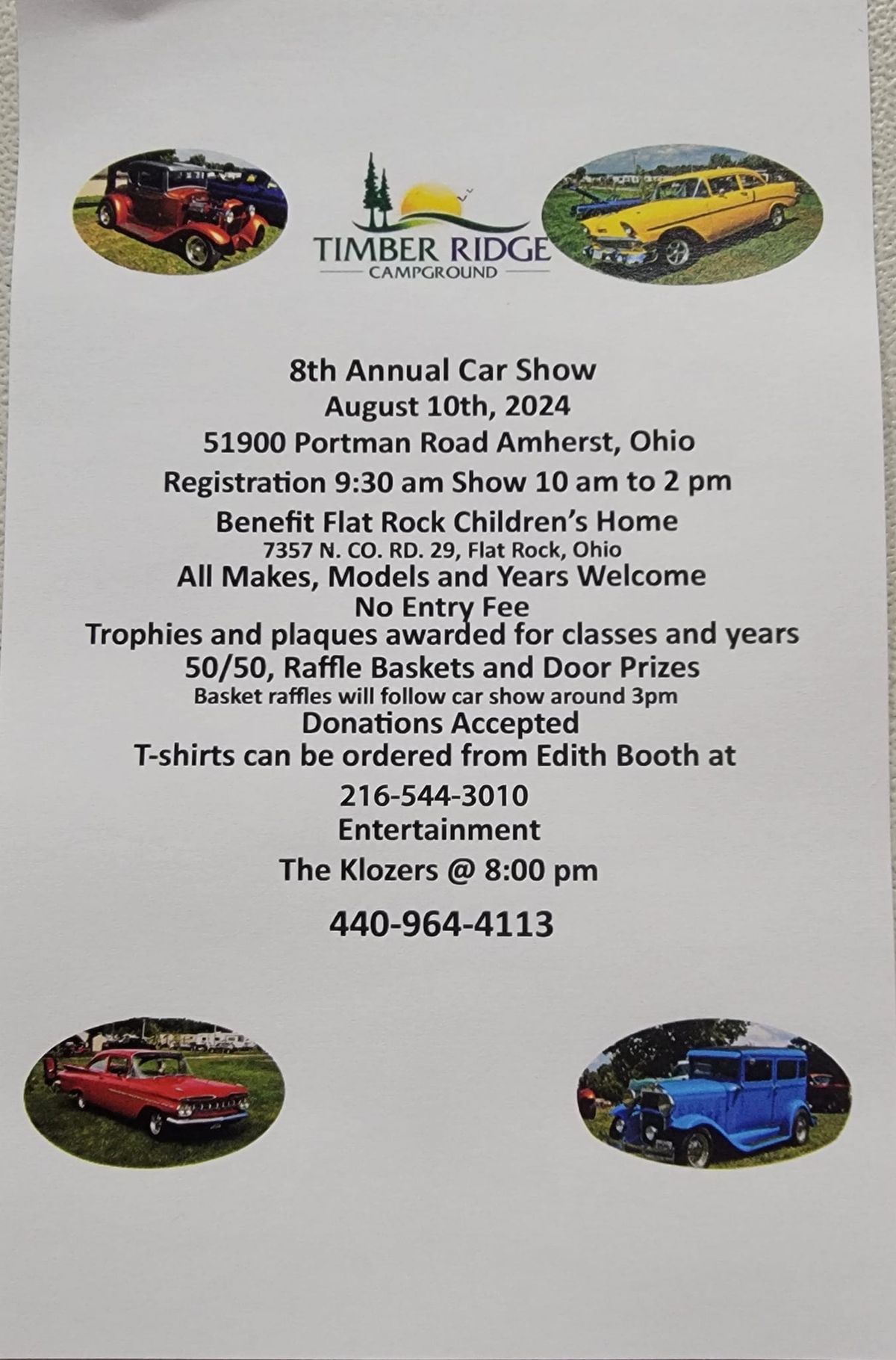 Annual Timber Ridge Campground charity car show Timber Ridge