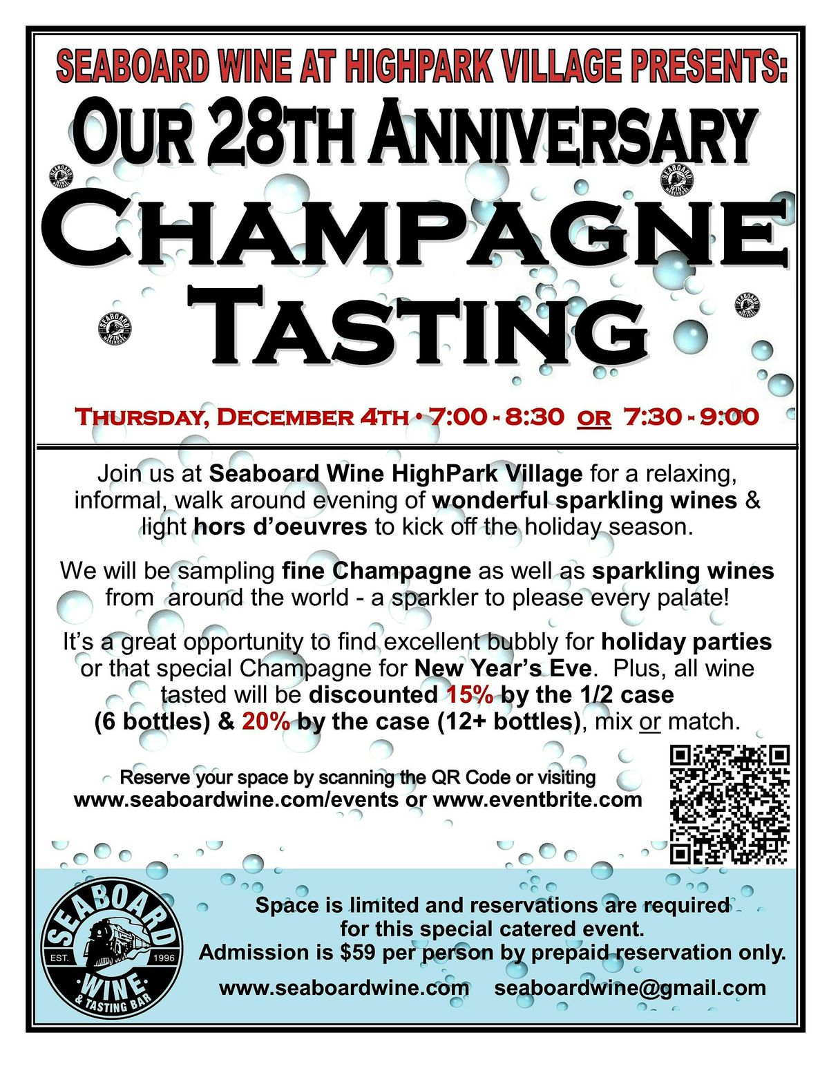 Our Annual Champagne & Sparkling Wine Tasting!