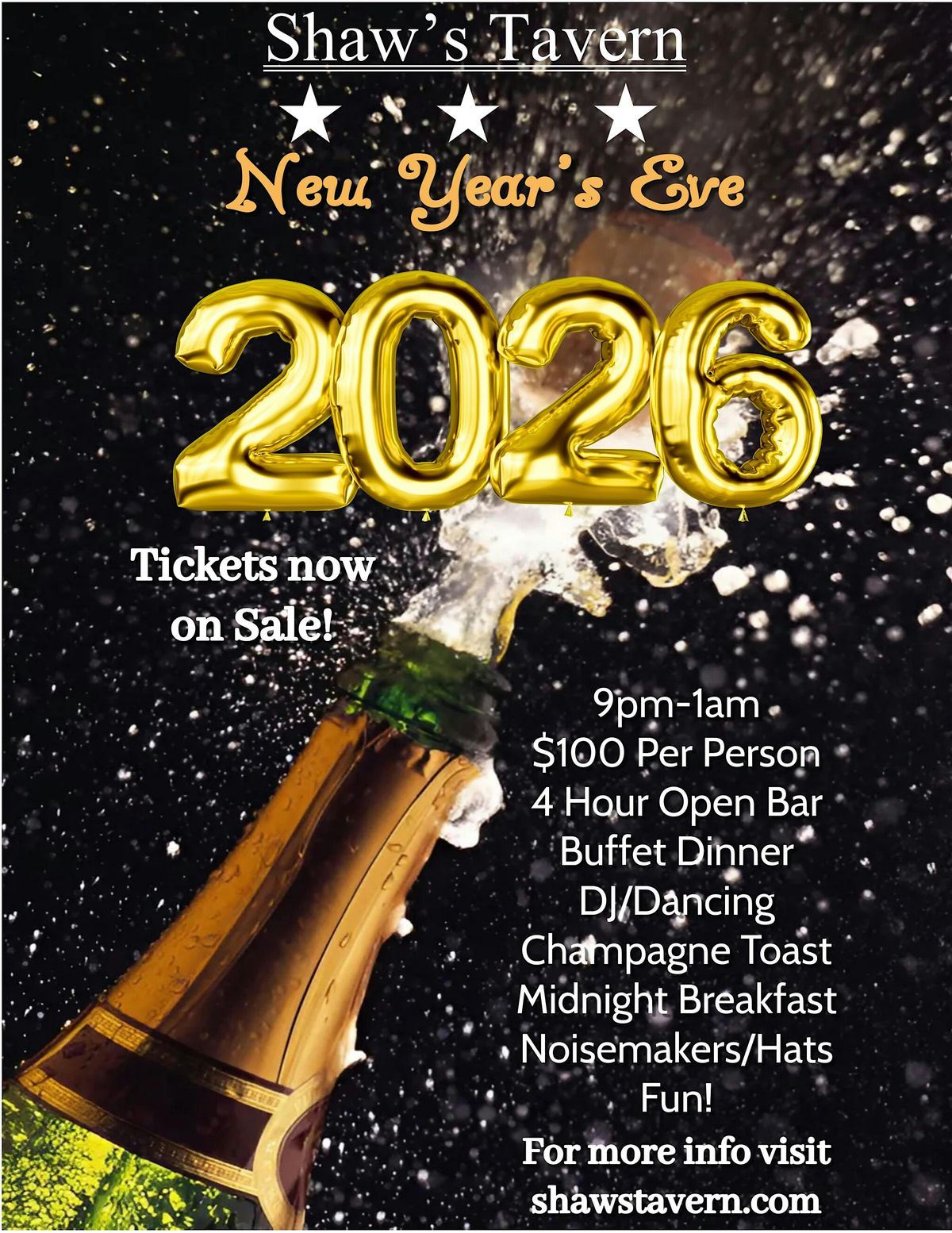 Shaw's Tavern New Year's Eve Party!