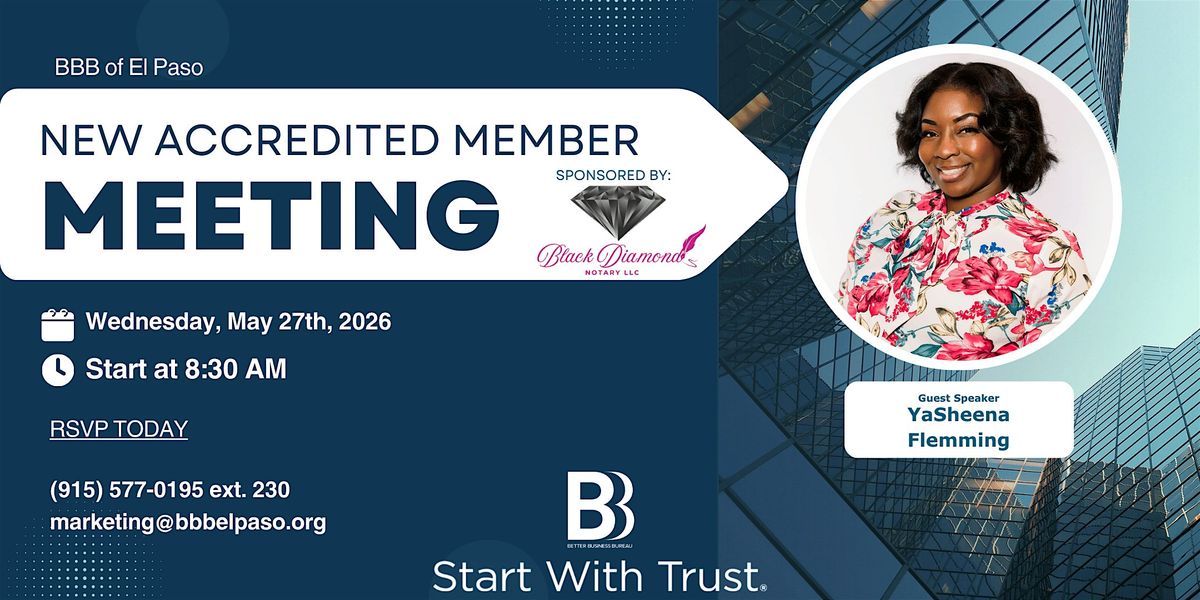 Newly Accredited Business Meeting with Guest Speaker YaSheena Flemming