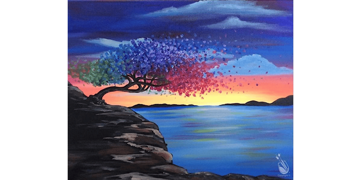 Rainbow Cliffside Tree - Paint and Sip in San Antonio | Classpop!\u2122