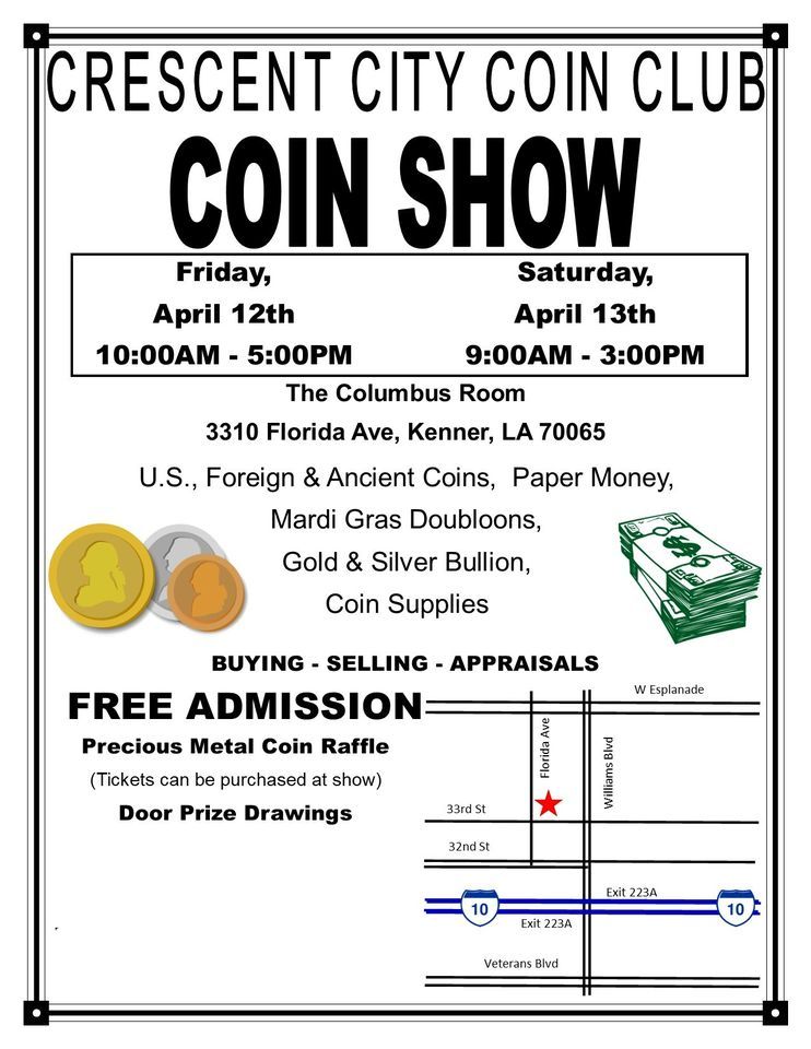 Crescent City Coin Club - Coin Show | The Columbus Room, Kenner, LA ...