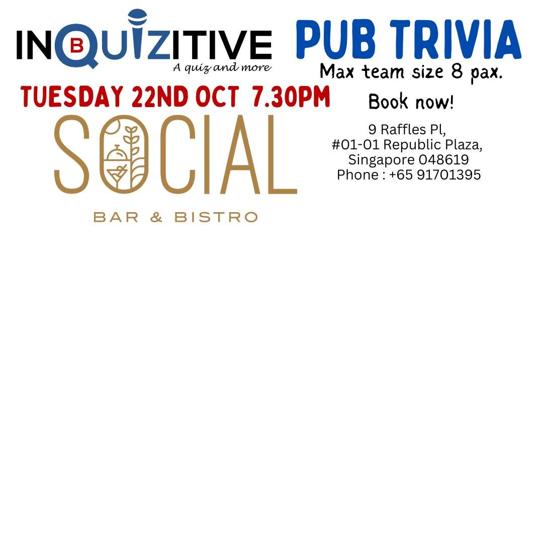 POP UP QUIZ SOCIAL BAR & BISTRO Raffles Place, Singapore October