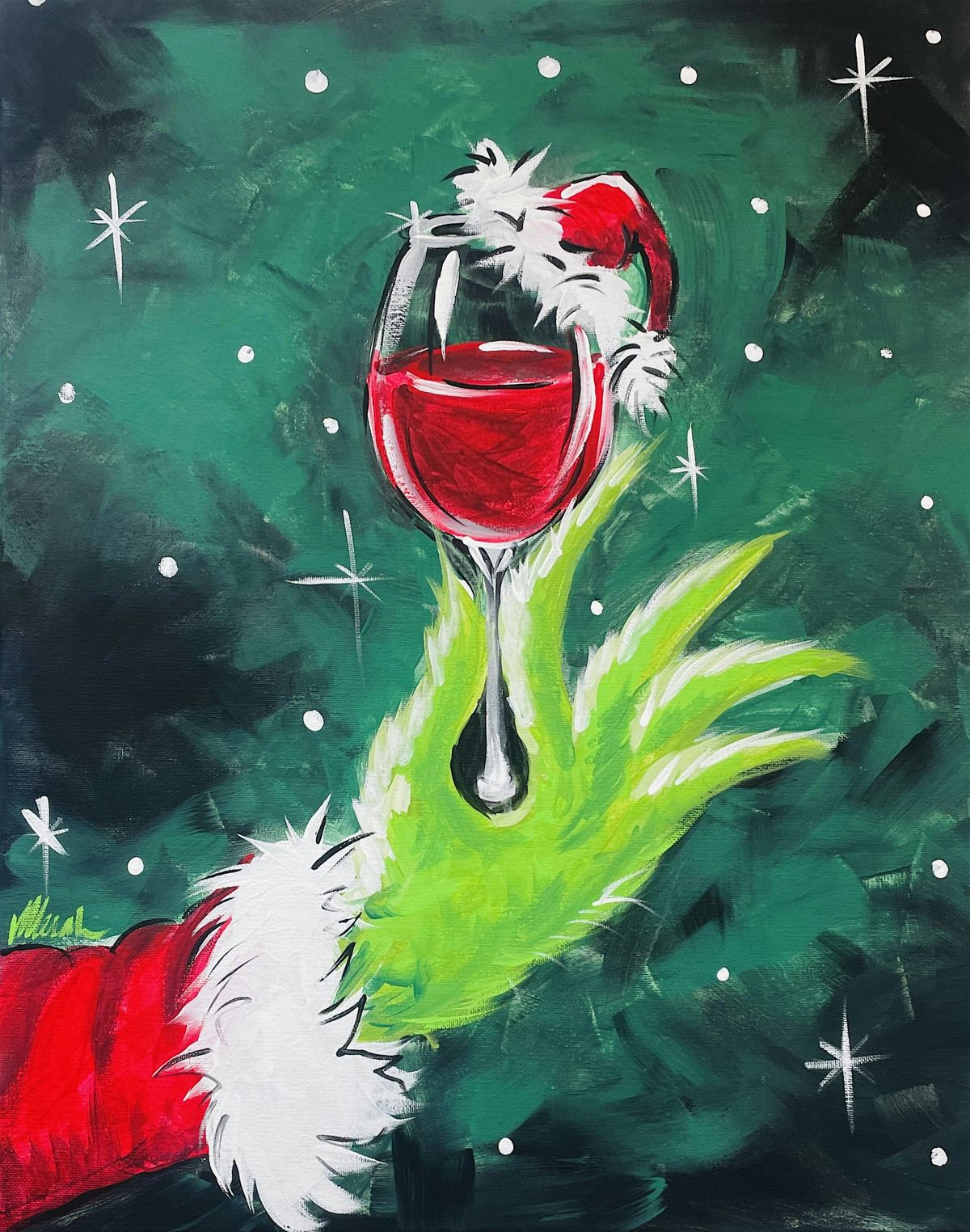 Mali's Art Studio Sip n Paint Night - Grinchmas