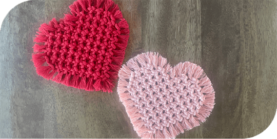 Macram\u00e9 Heart Coasters