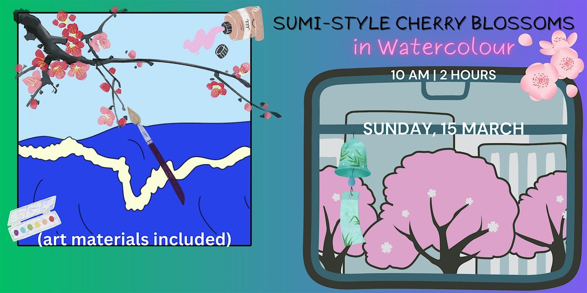 Sumi-Style Cherry Blossoms in Watercolour