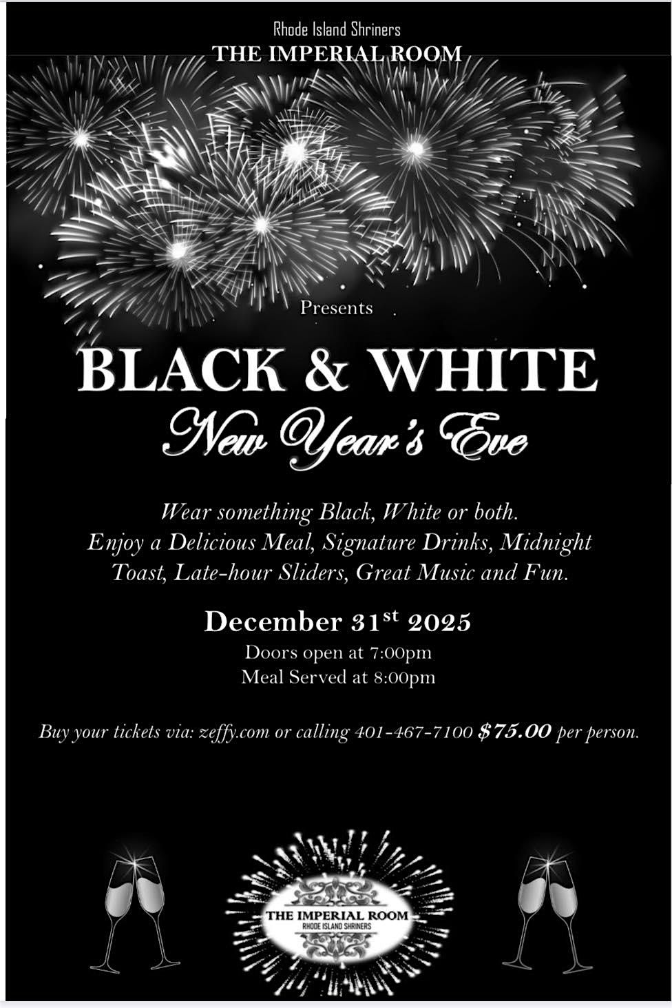 Rhode Island Shriners Presents Black & White New Year's Eve