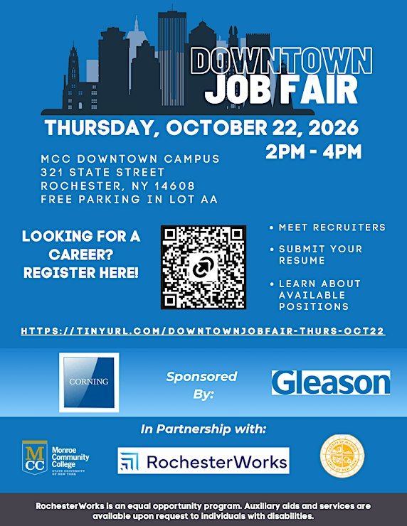 Downtown Job Fair Oct 2026 ( @MCC ) at 321 State St, Rochester on 22nd ...