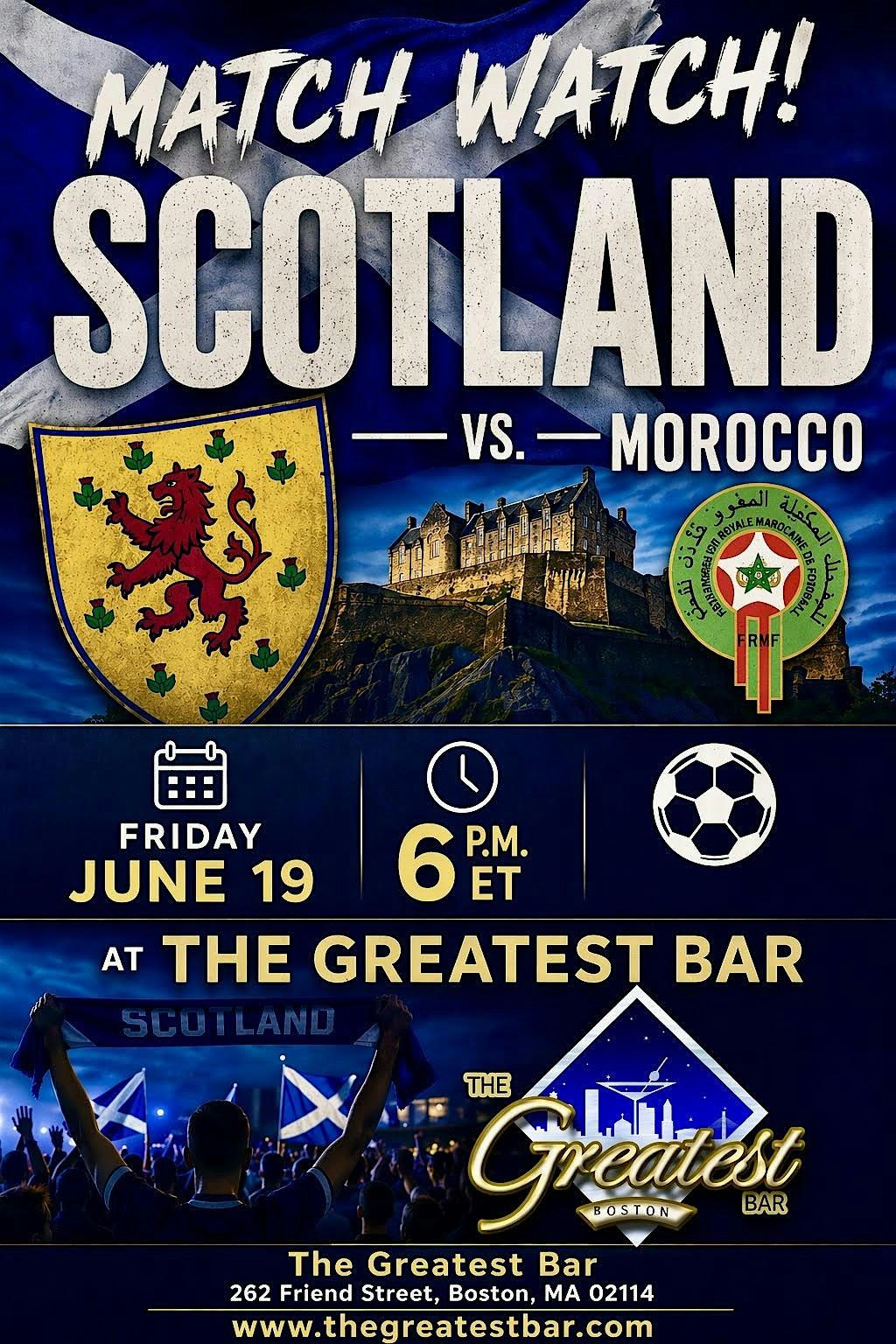 Scotland vs Morocco World Cup Watch Party at The Greatest Bar