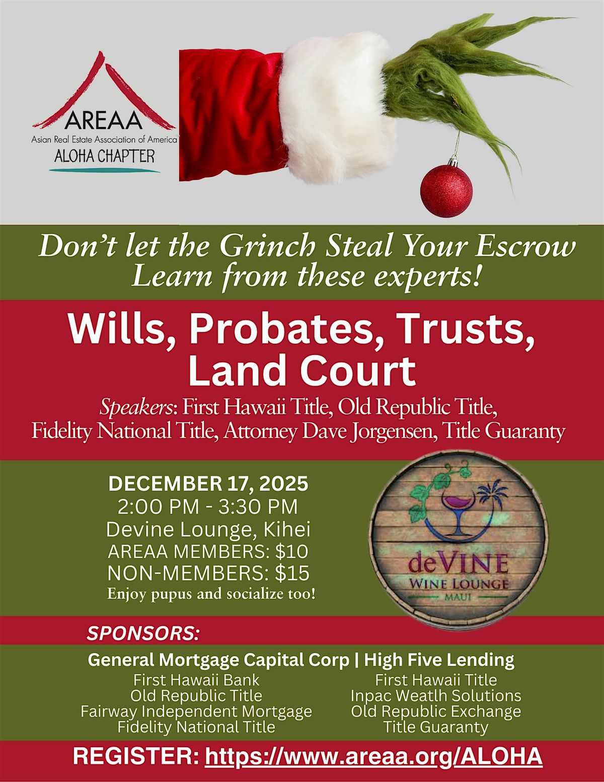 Don't Let the Grinch Steal Your Escrow AREAA Education & Mixer