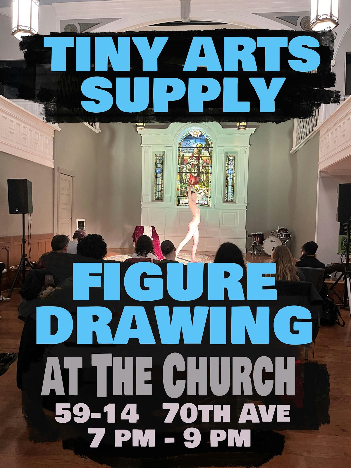 Nude Figure Drawing in A Church
