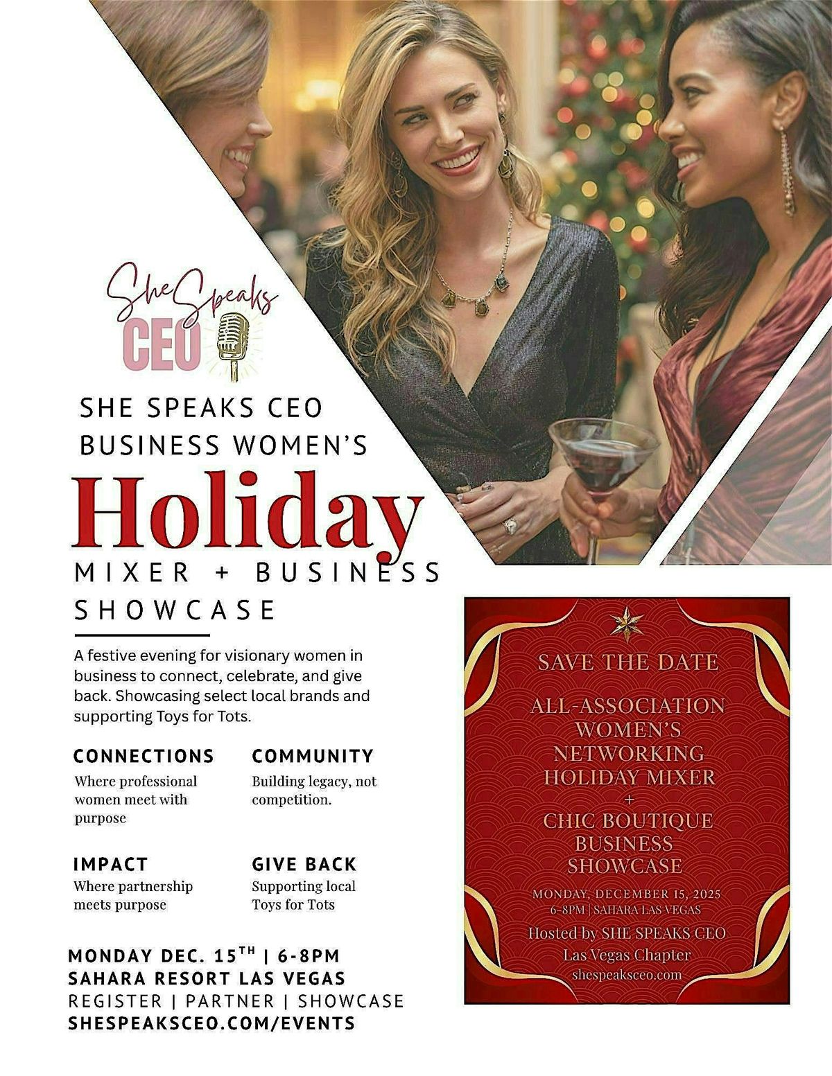 Chic Women\u2019s Holiday Mixer Business Showcase + Toy Drive by She Speaks CEO