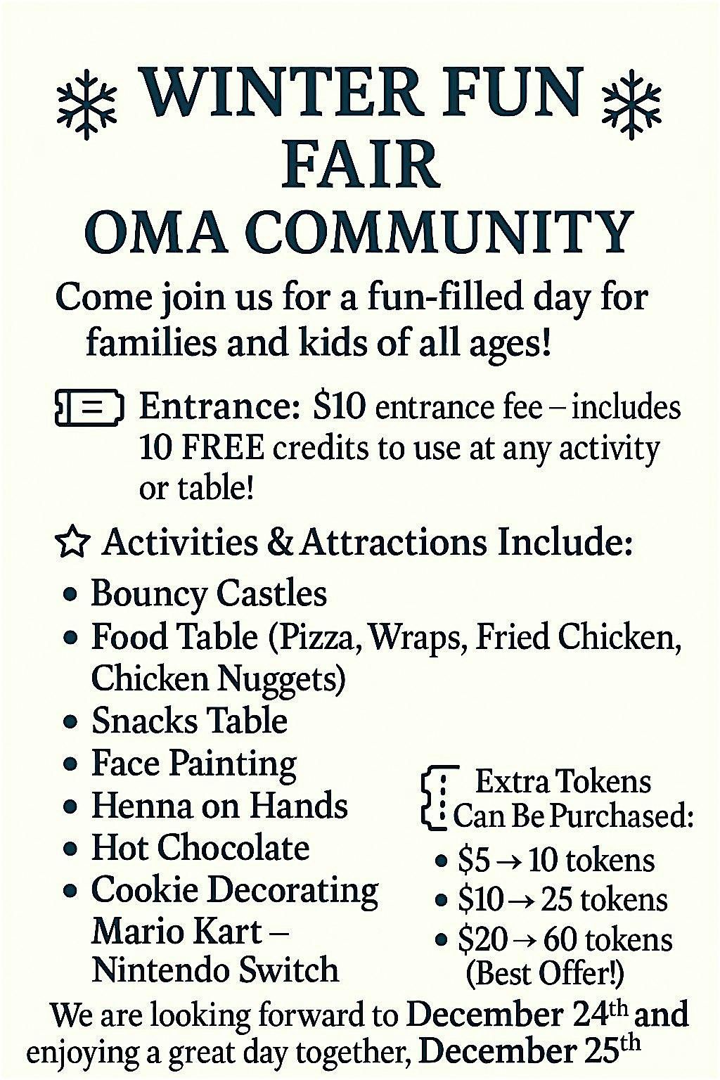 OMA Cambridge Winter Family Fest!