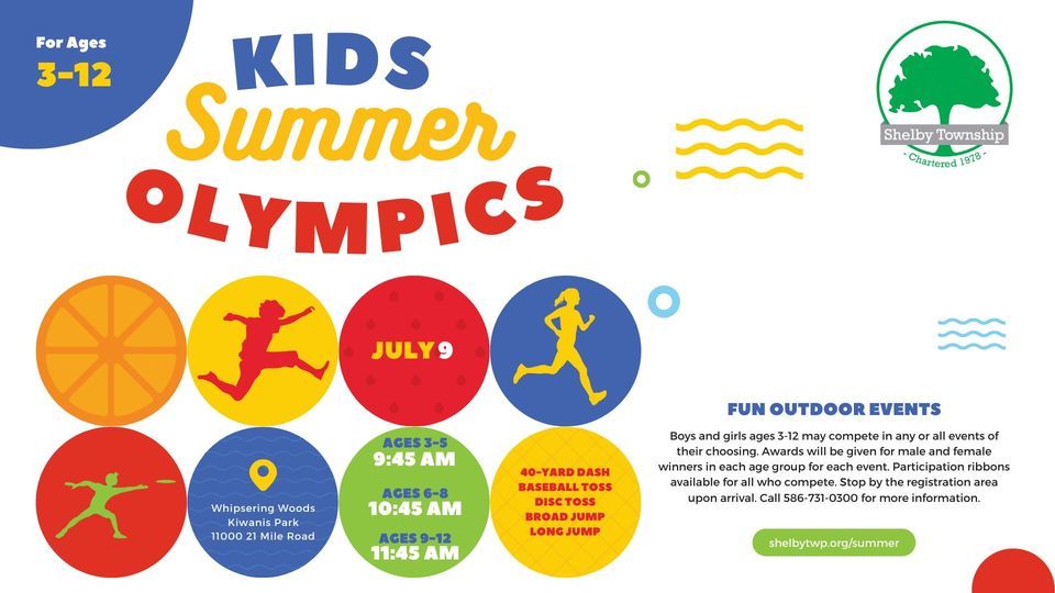 Kids Summer Olympics | Whispering Woods Kiwanis Park, Macomb, MI | July ...