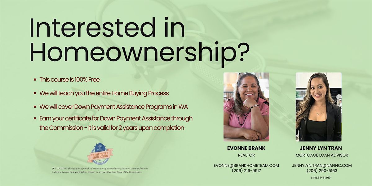 FREE First-Time Homebuyer Education Class: Down Payment Assistance in WA