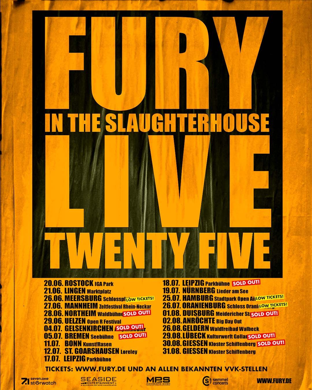 Fury in the Slaughterhouse Gelsenkirchen Tickets