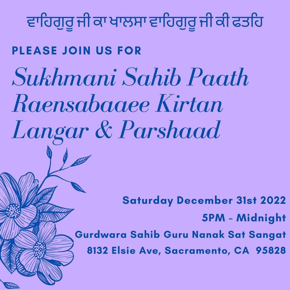 New Years Eve, Kirtan langar and Parshaad. Guru Nanak Sat Sangat of