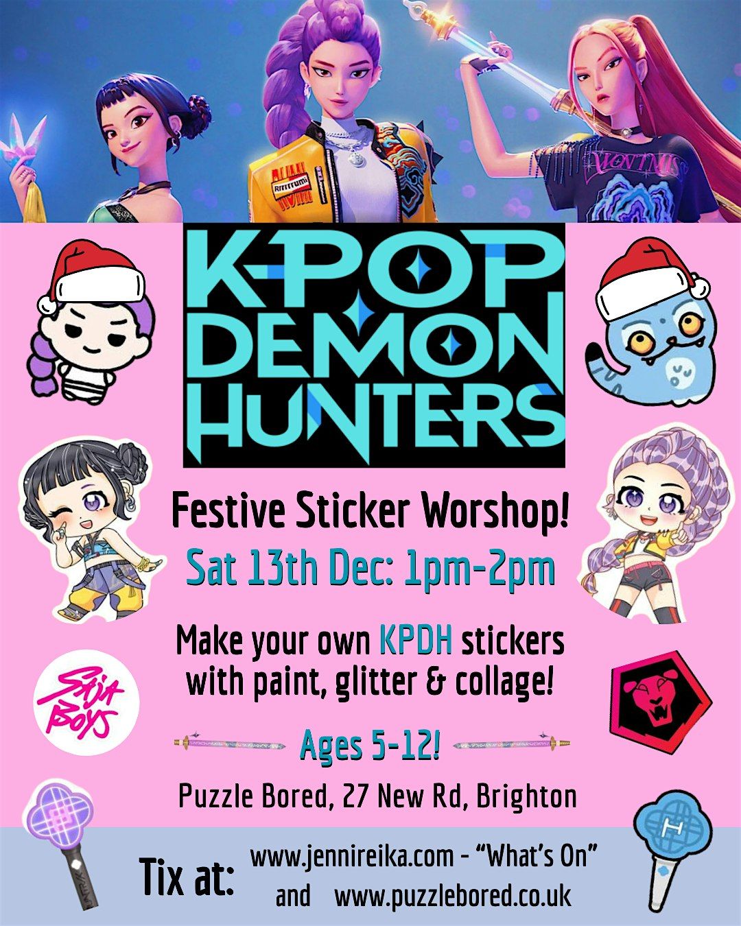 K-Pop Demon Hunters Christmas Sticker Workshop! Ages 5-12