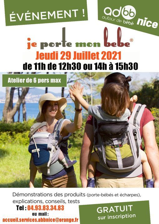 Atelier De Portage Gratuit 27 Juillet 21 Autour De Bebe Nice July 29 21