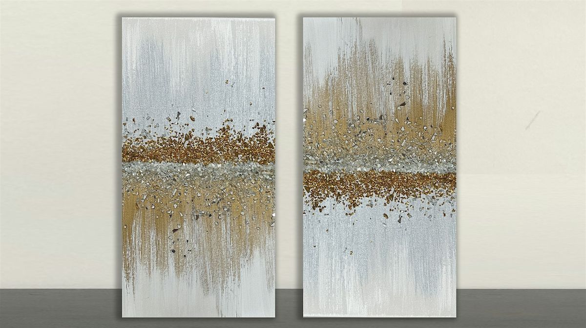 COUPLES Date Night Valentines Crushed Glass Abstract Canvas Paint Sip Class