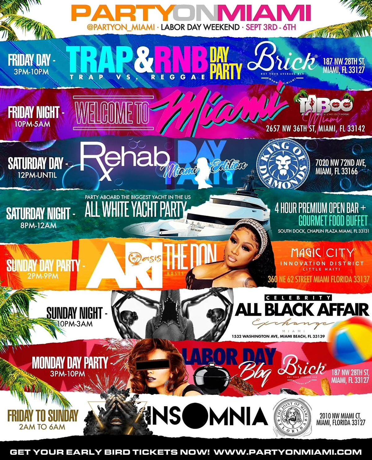 Party On Miami Weekend 6 Parties Featuring Seafair Yacht & KOD Day Party |  Miami Beach | September 3 to September 6