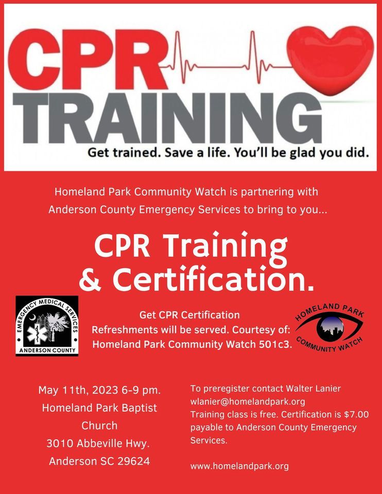 CPR Training and Certification Class Homeland Park Baptist Church