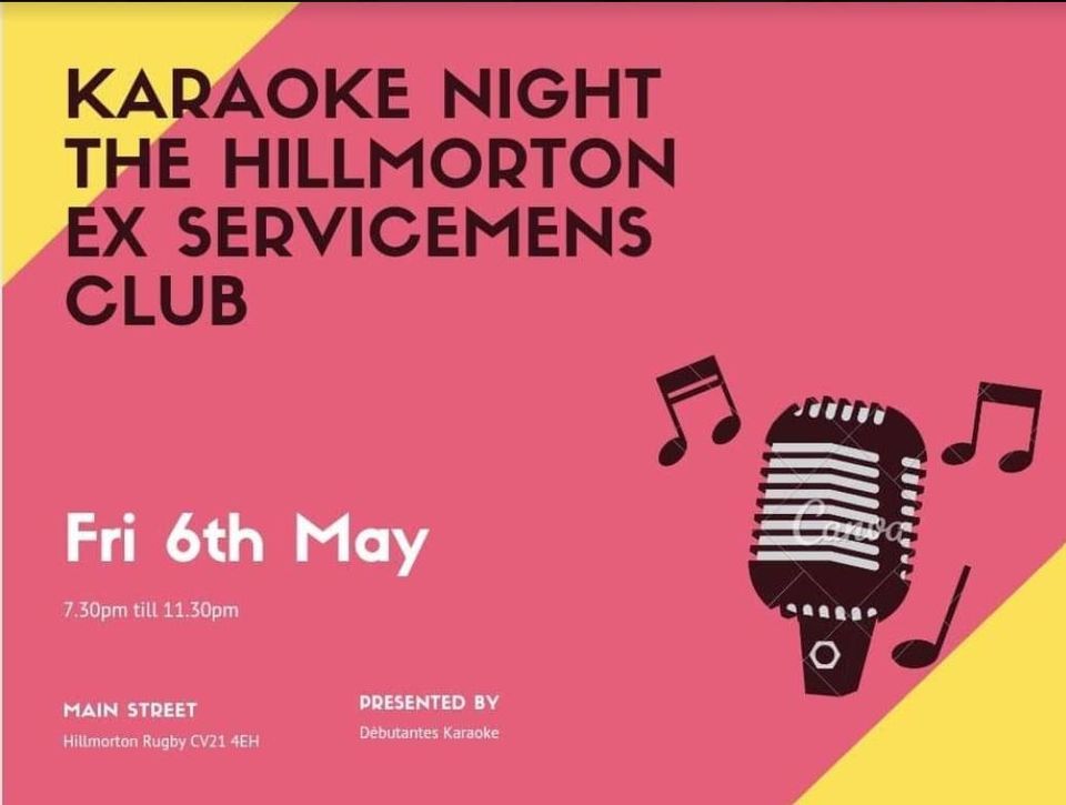 Karaoke Night Hillmorton Ex Service Men S Club Rugby En May 6 22 Karaoke Night Hillmorton Ex Service Men S Club Rugby En May 6 22