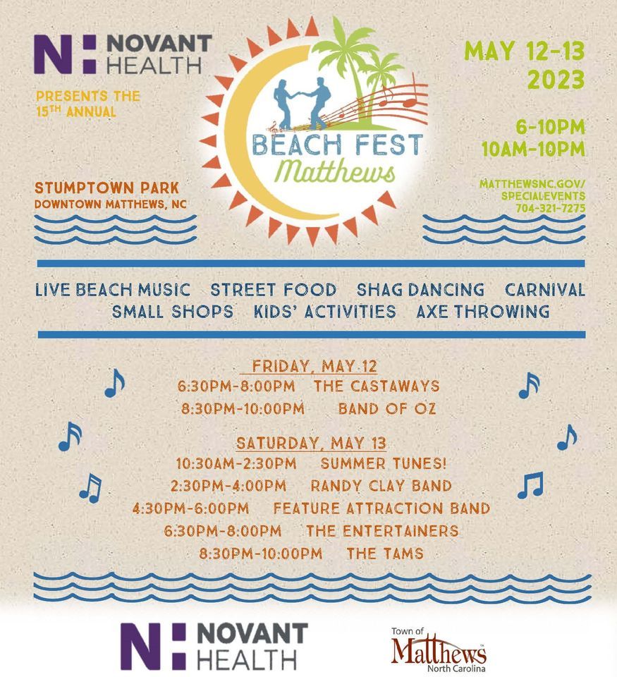 15th Annual Beach Fest Stumptown Park, Matthews, NC May 12, 2023