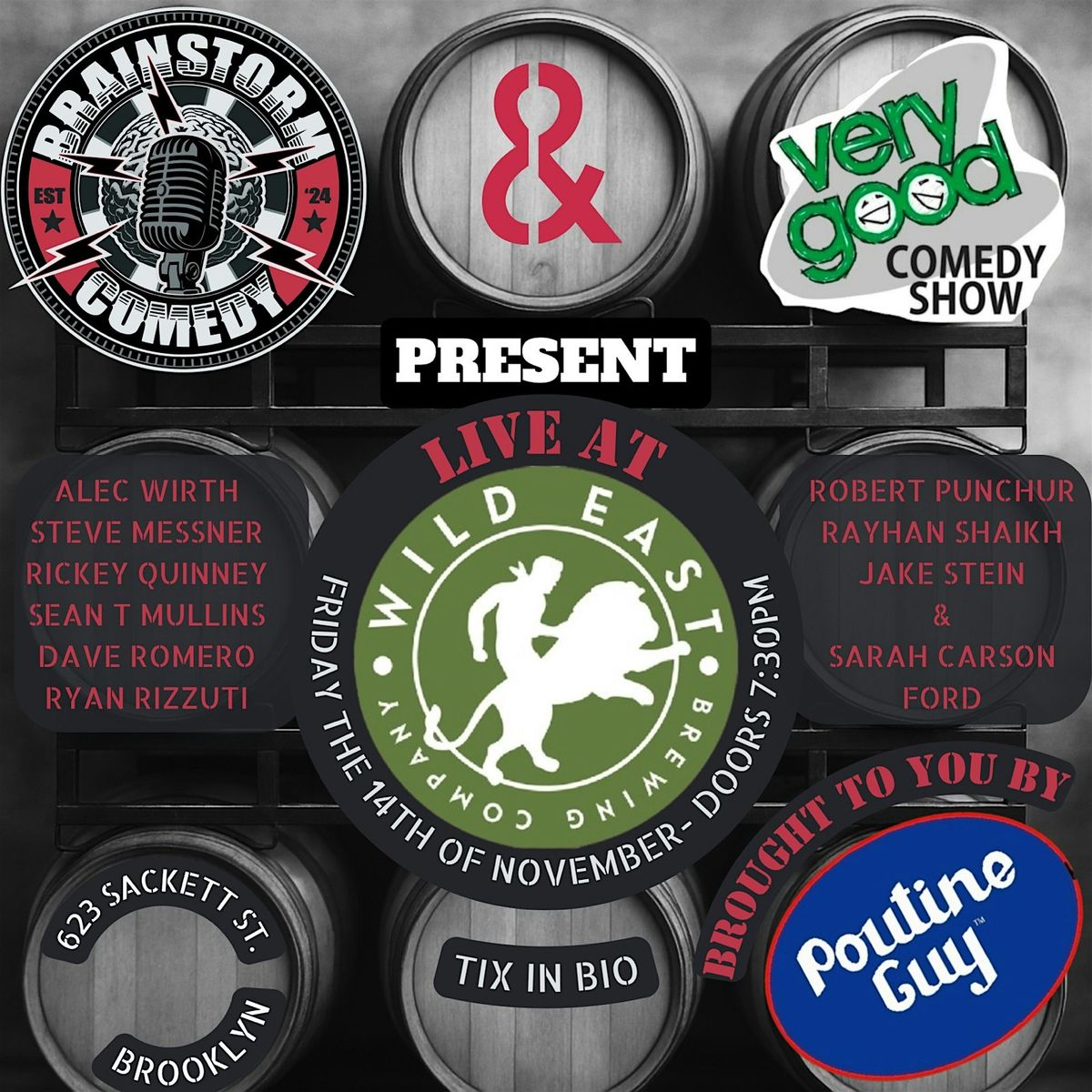 Very Good & Brainstorm Comedy at Wild East Brewing Nov 14