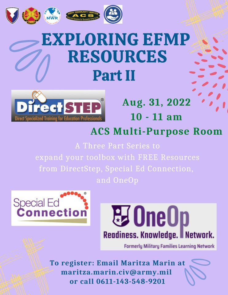 Exploring EFMP Resources Part II at USAG Wiesbaden ACS on 31st August, 2022