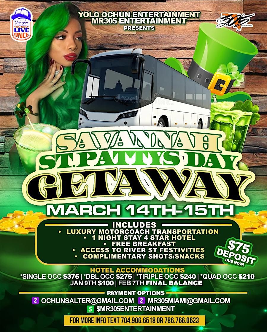 St Patrick's Day Trip Charlotte to Savannah