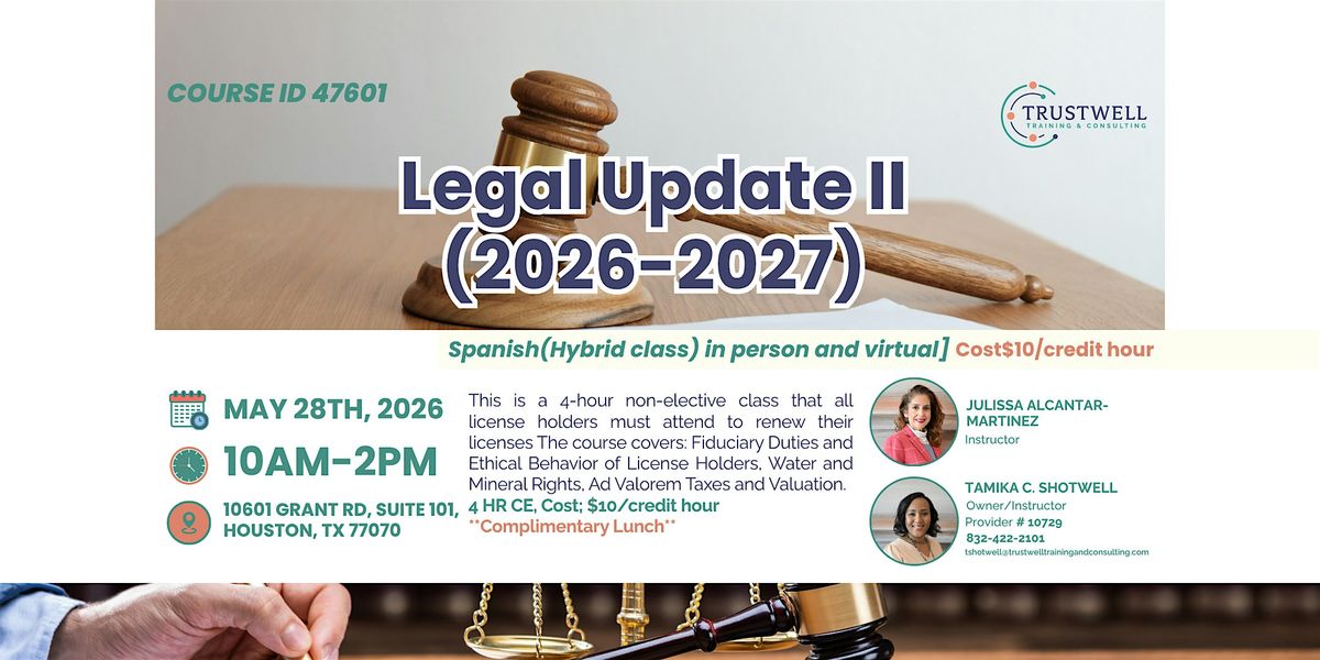 Legal 2(Spanish)- Hybrid Class(In Person & Virtual)
