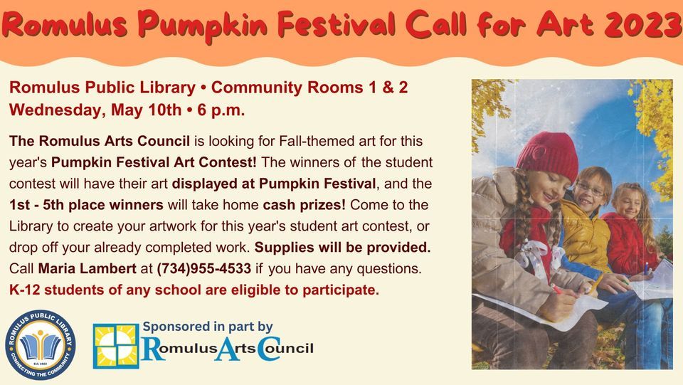 Romulus Pumpkin Festival Call For Art 2023 Romulus Public Library