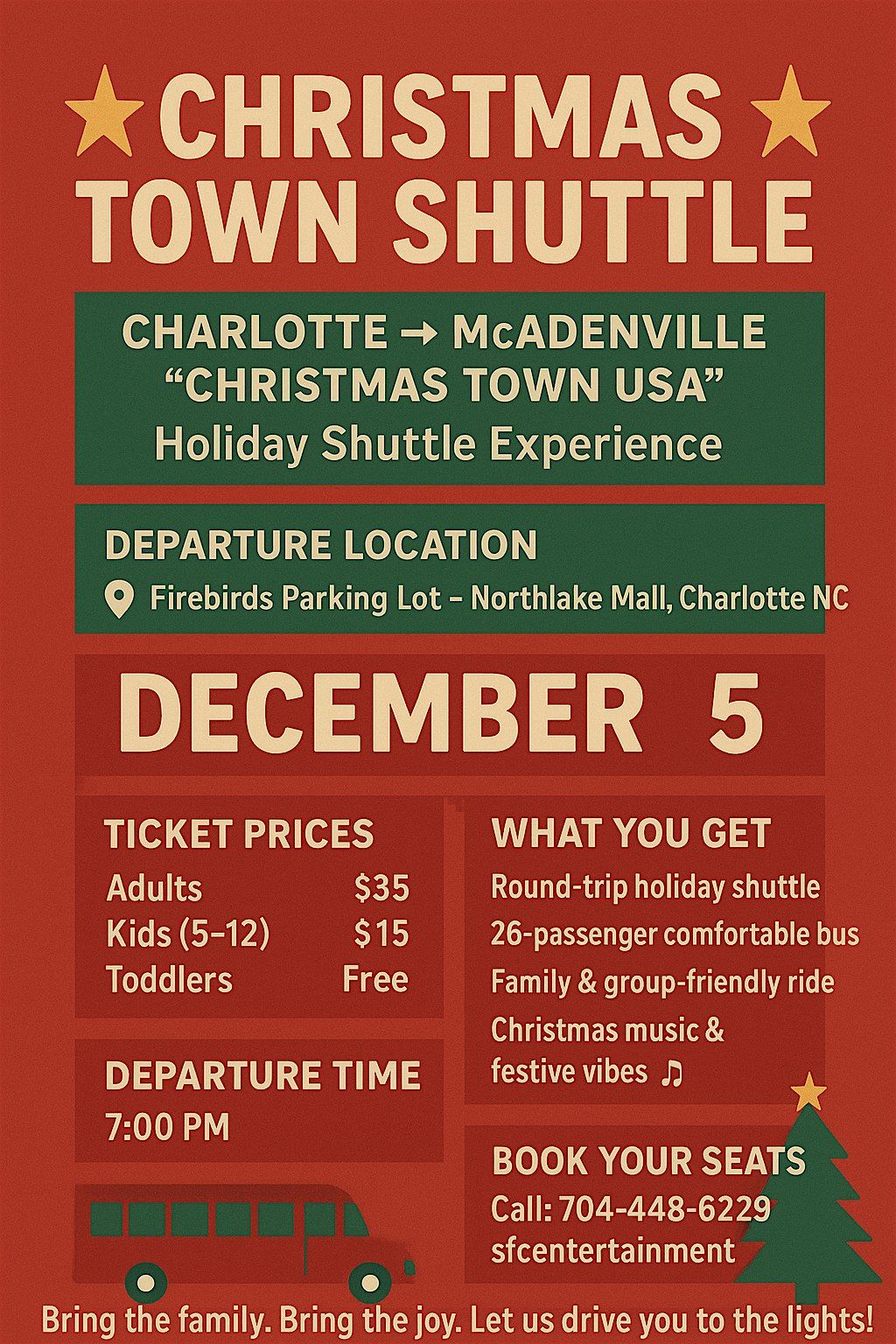 SHUTTLE  BUS TO MCADENVILLE  CHRISTMAS TOWN
