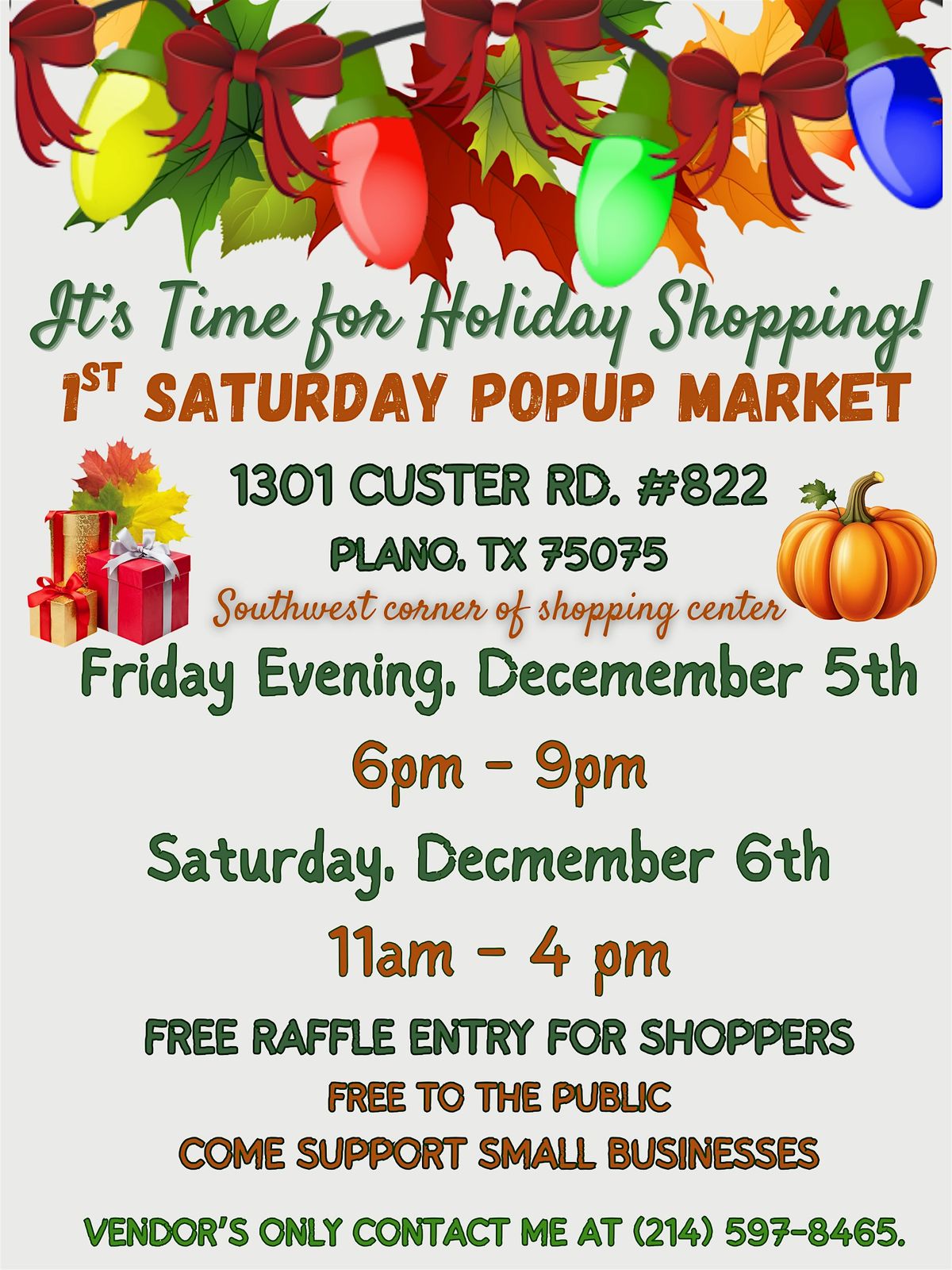 It's Time for Holiday Shopping - 2 Day PopUp Market - Plano, TX