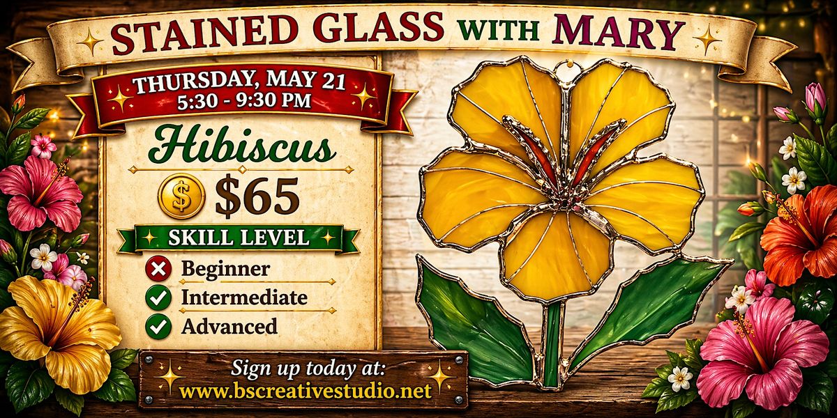 Stained Glass with Mary- HIBISCUS