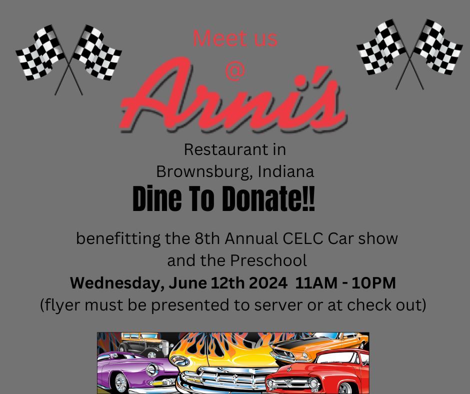 Dine to Donate Fundraiser 8th Annual Car show Arni's Brownsburg