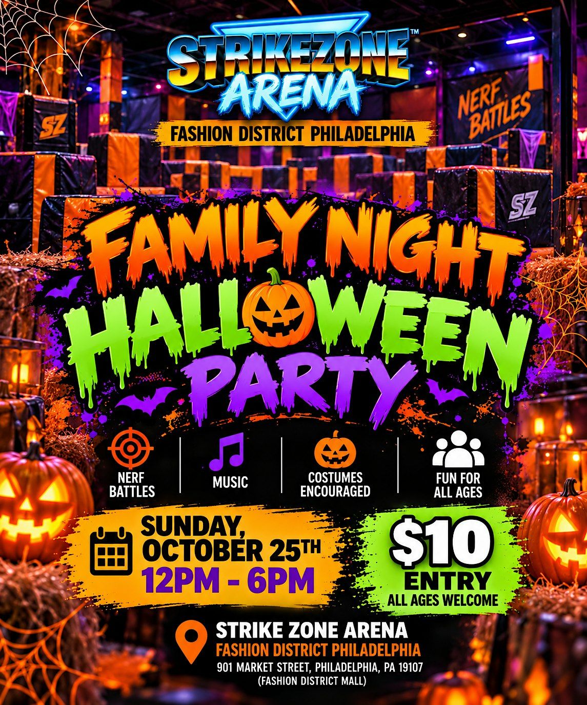 Strike Zone Nerf Arena Family Halloween Party at Fashion District ...