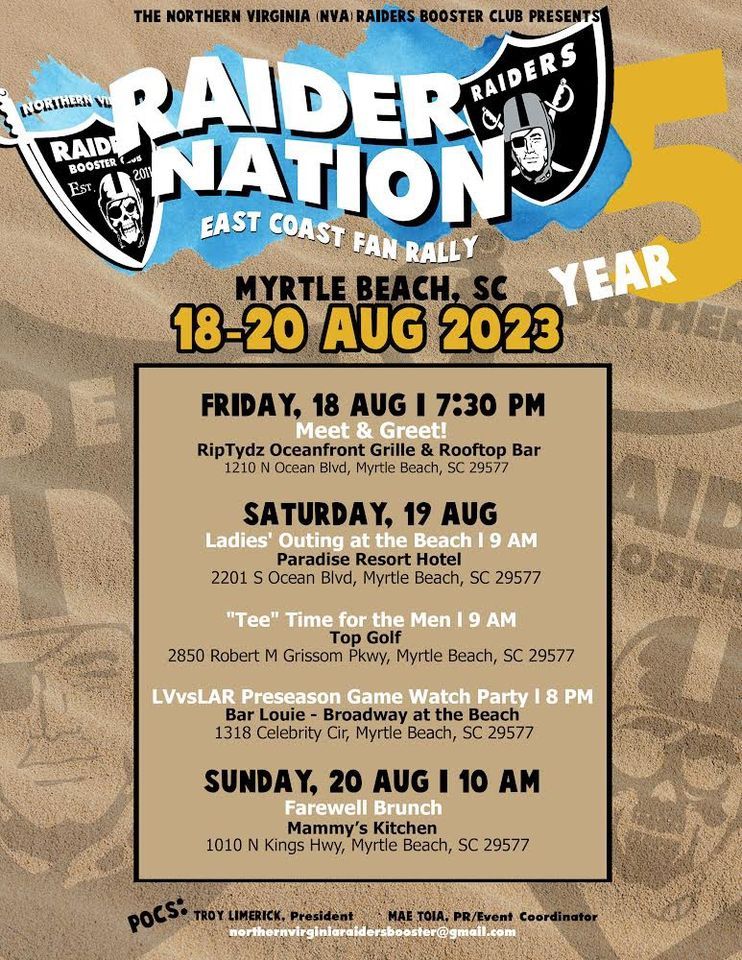 2023 East Coast RAIDER NATION Fan Rally | Myrtle Beach, SC at Myrtle ...