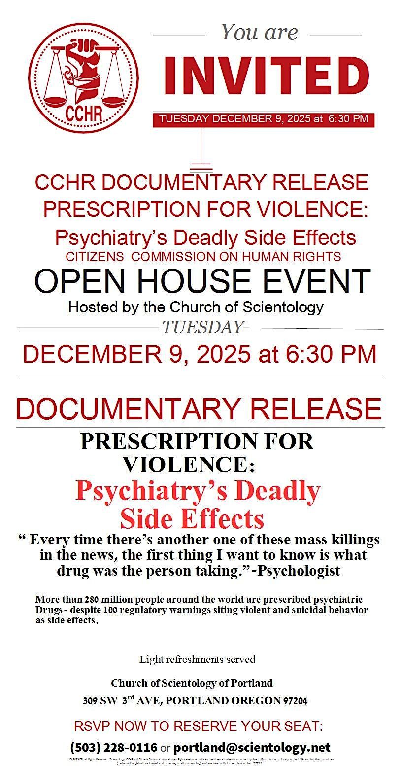 CCHR DOCUMENTARY RELEASE PRESCRIPTION FOR VIOLENCE: