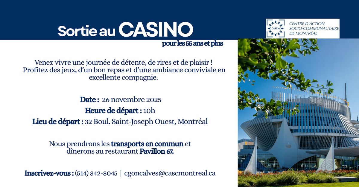 Sortie au casino \u2013 Pour les 55+