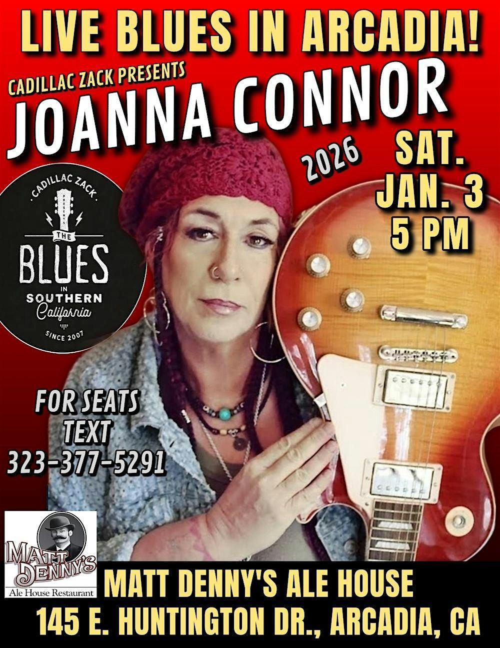 JOANNA CONNOR - Blues-Rock Guitar Great From Chicago - in Arcadia!
